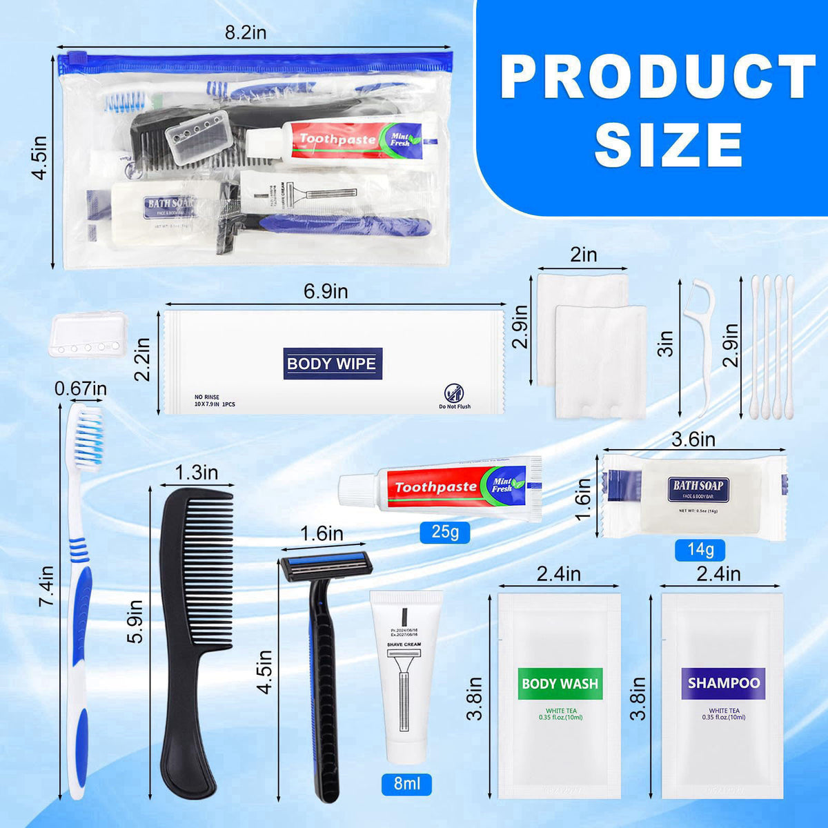 SLequipo Basic Toiletry Kits, Individually Packed, Personal Hygiene Bulk Homeless Care Package Supplies – close-up detai
