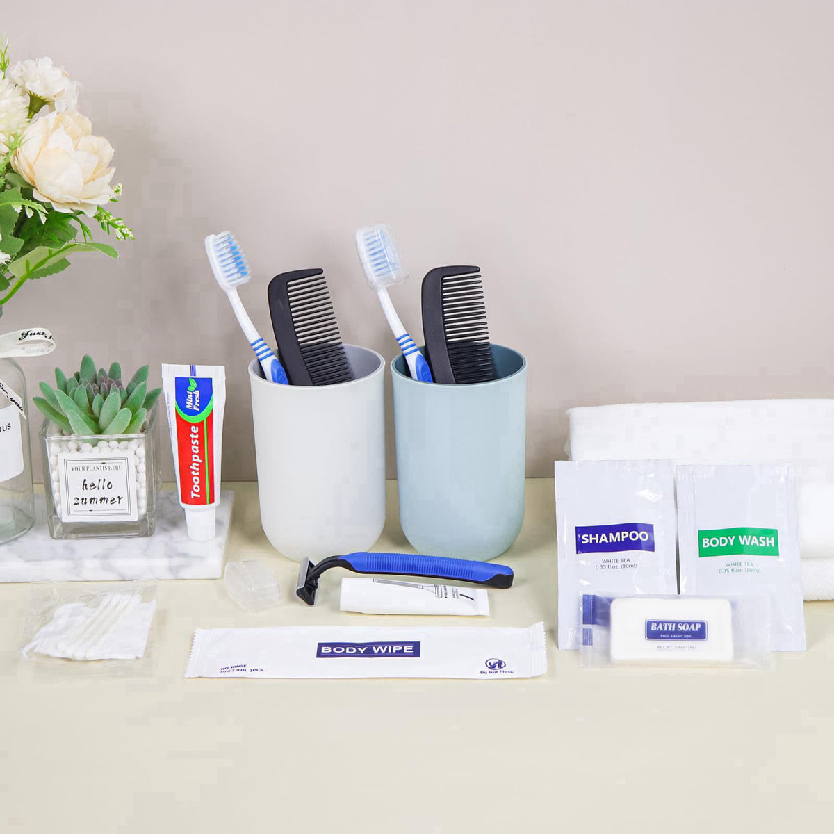 SLequipo Basic Toiletry Kits, Individually Packed, Personal Hygiene Bulk Homeless Care Package Supplies – full view, siz