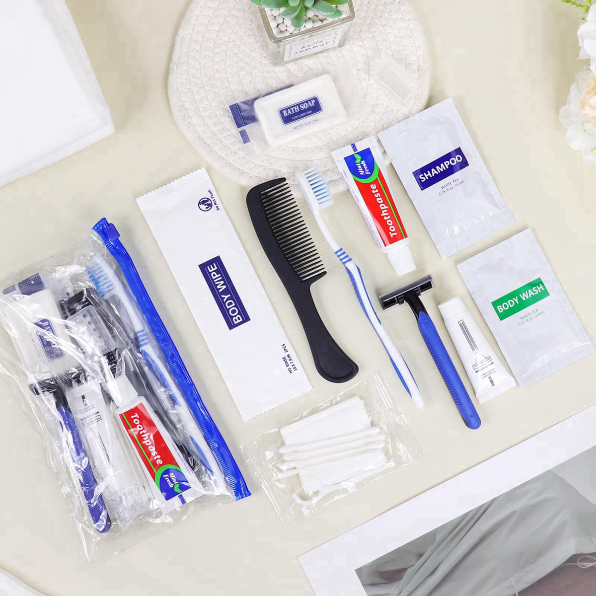 SLequipo Basic Toiletry Kits, Individually Packed, Personal Hygiene Bulk Homeless Care Package Supplies – alternate angl
