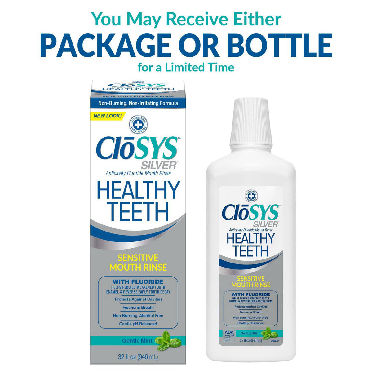 CloSYS Silver Healthy Teeth Anti-Cavity Oral Rinse, 32 Fl Oz, 3 Pack – close-up detail