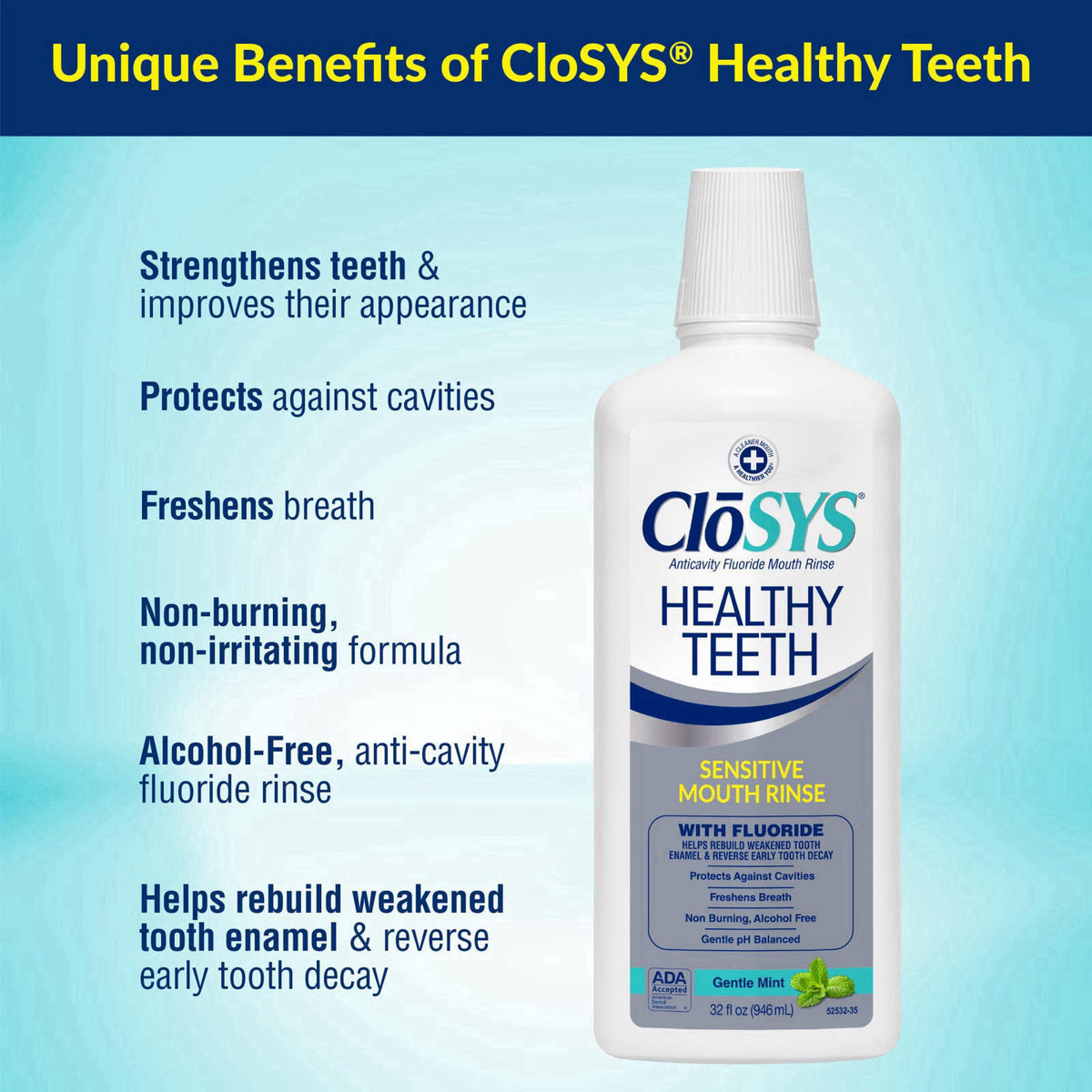 CloSYS Silver Healthy Teeth Anti-Cavity Oral Rinse, 32 Fl Oz, 3 Pack – packaging and label