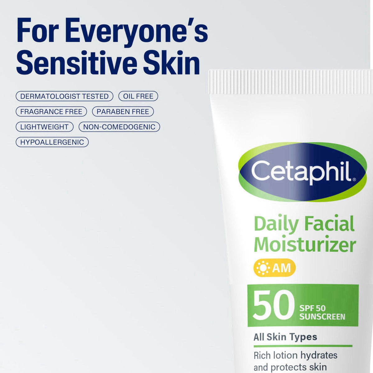 Cetaphil Daily Facial Moisturizer SPF 50, Fragrance-Free, 1.7oz, 2ct – alternate angle