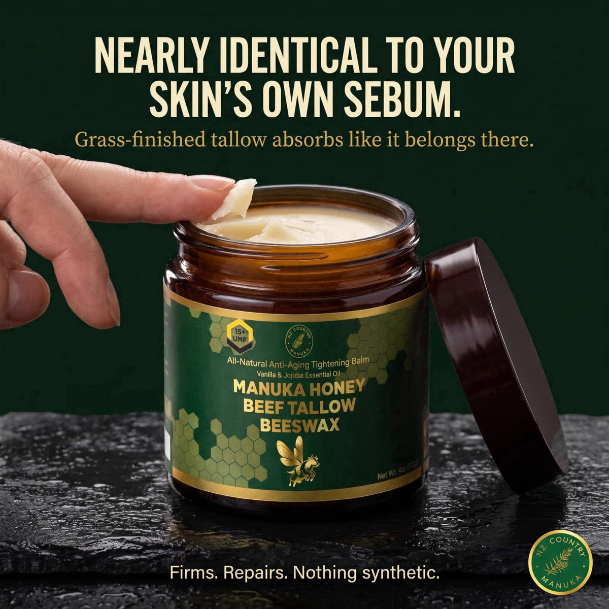 NZ Country Manuka NZ Country Organic Grass-Fed Beef Tallow Honey Balm with New Zealand UMF 15+ Certified Manuka Honey | 