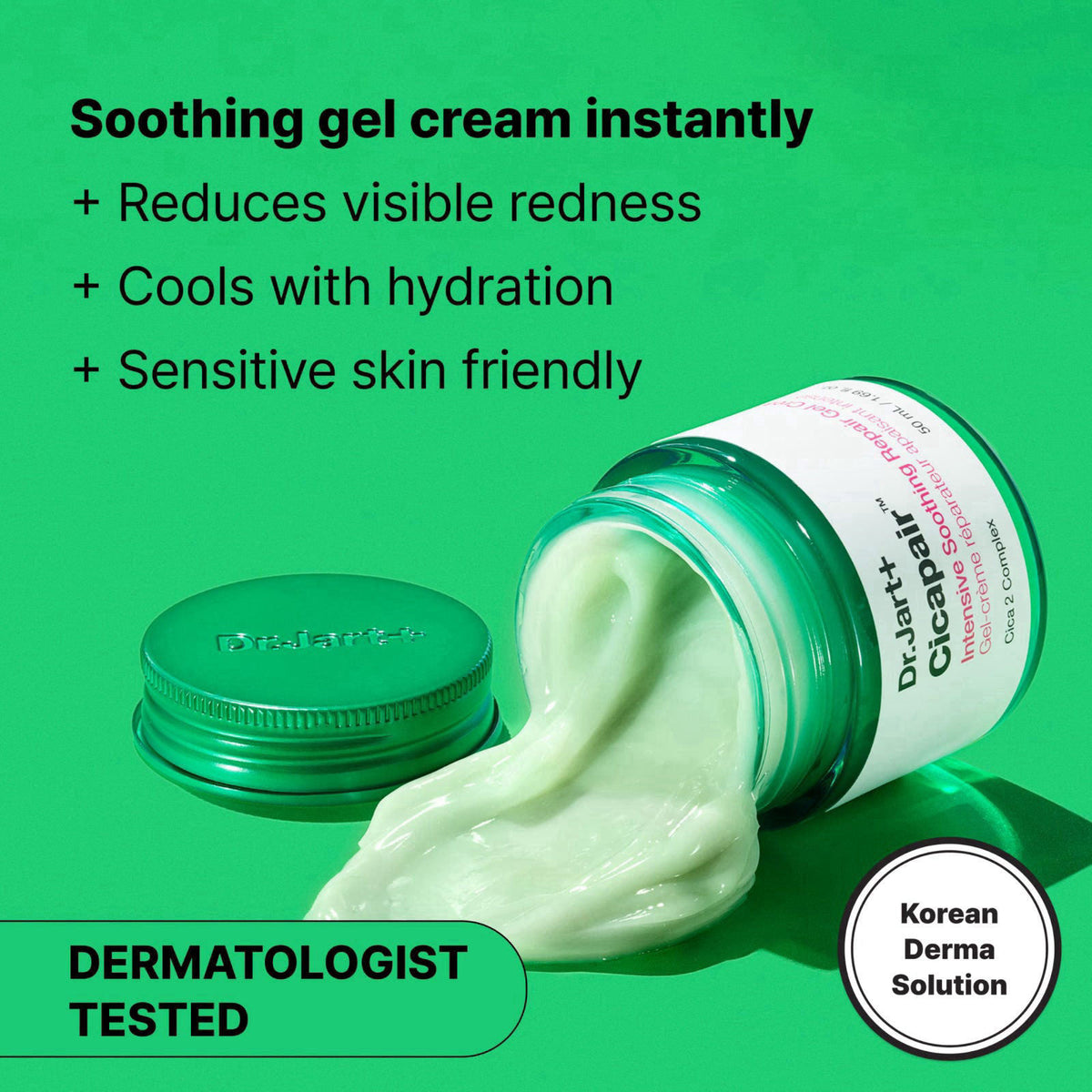 Dr.Jart+ Cicapair Cooling Gel Korean Face Moisturizer for Redness and Sensitive Skin with Centella Asiatica | Korean Ski