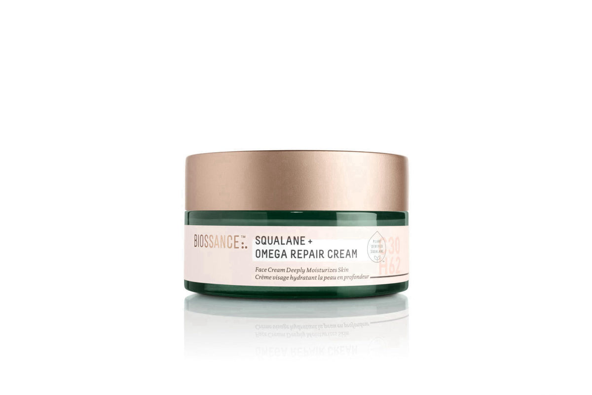 BIOSSANCE Squalane + Omega Repair Cream - Ultra-Moisturizing Face Cream - Skin Care with Hyaluronic Acid, Ceramides, Squ