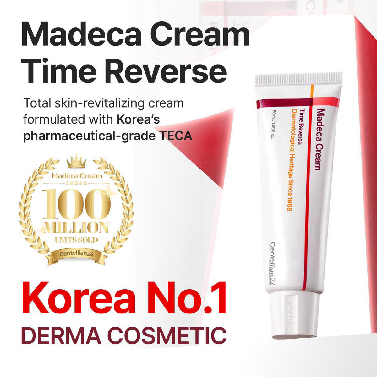 CENTELLIAN 24 Madeca Cream Time Reverse, TECA Moisturizer (2-Pack) – packaging and label