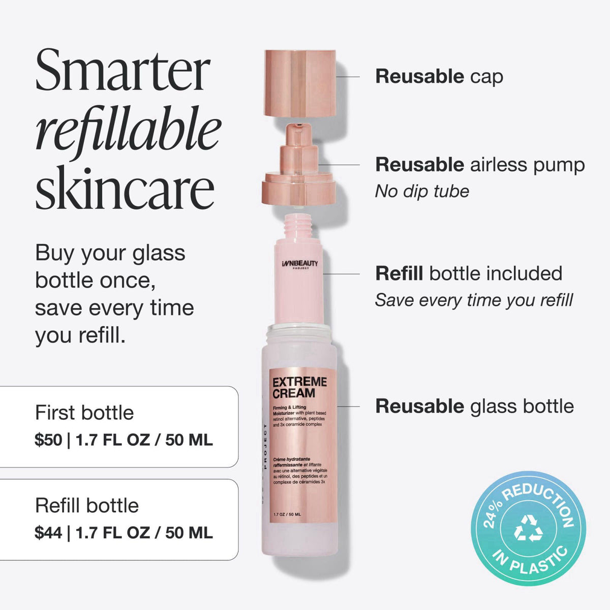 Innbeauty Project Extreme Cream Refillable Moisturizer, 1.7 oz (50 ml) – packaging and label