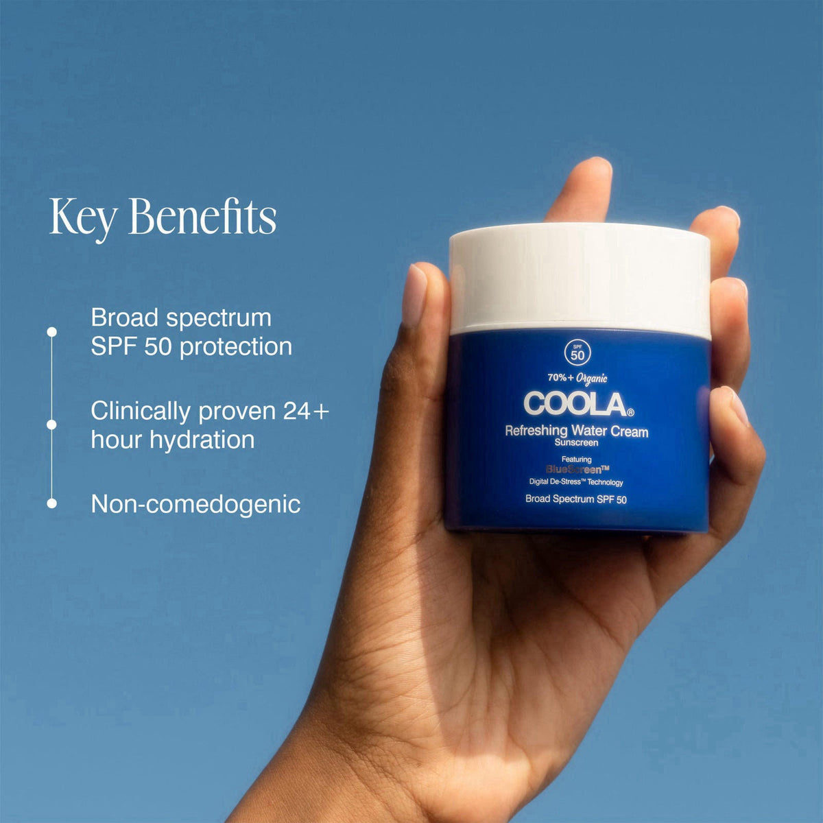 COOLA Refreshing Water Cream SPF 50, Hydrating Face Sunscreen, 1.5 oz – packaging and label