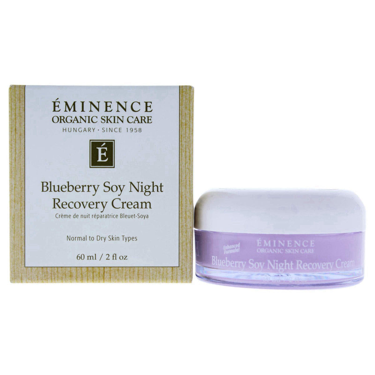 Eminence Blueberry Soy Night Recovery Cream for Unisex - 2 oz Cream – packaging and label