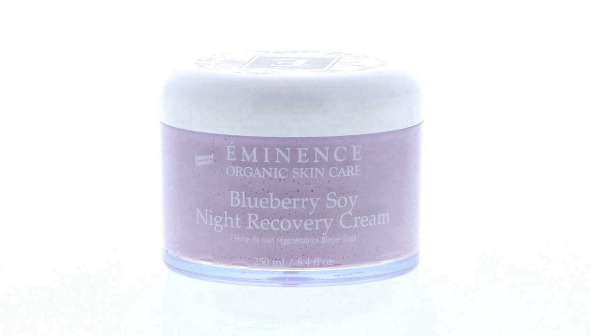 Eminence Blueberry Soy Night Recovery Cream for Unisex - 2 oz Cream – back view and specifications