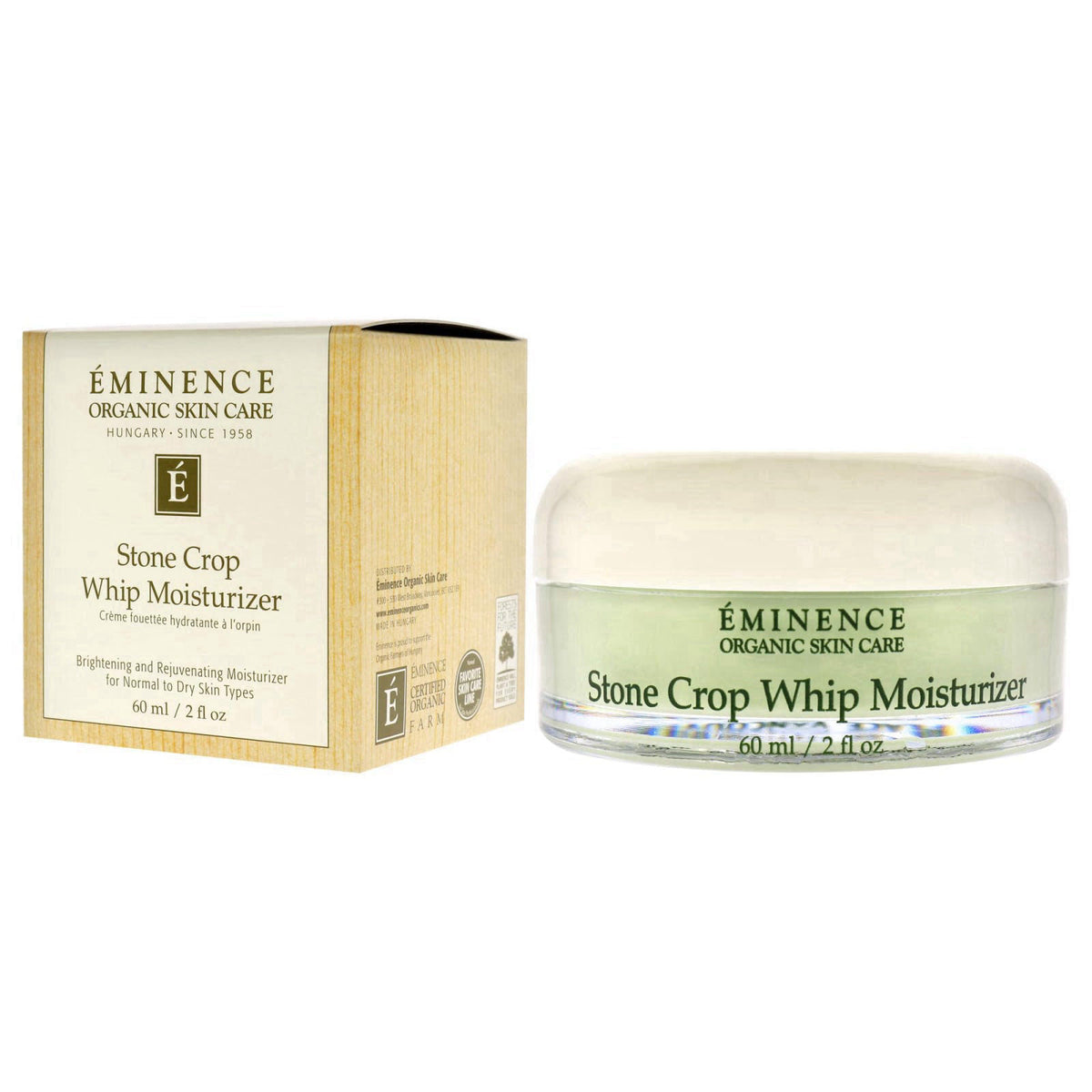 Eminence Organic Stone Crop Whip Moisturizer, 2 fl.oz – back view and specifications