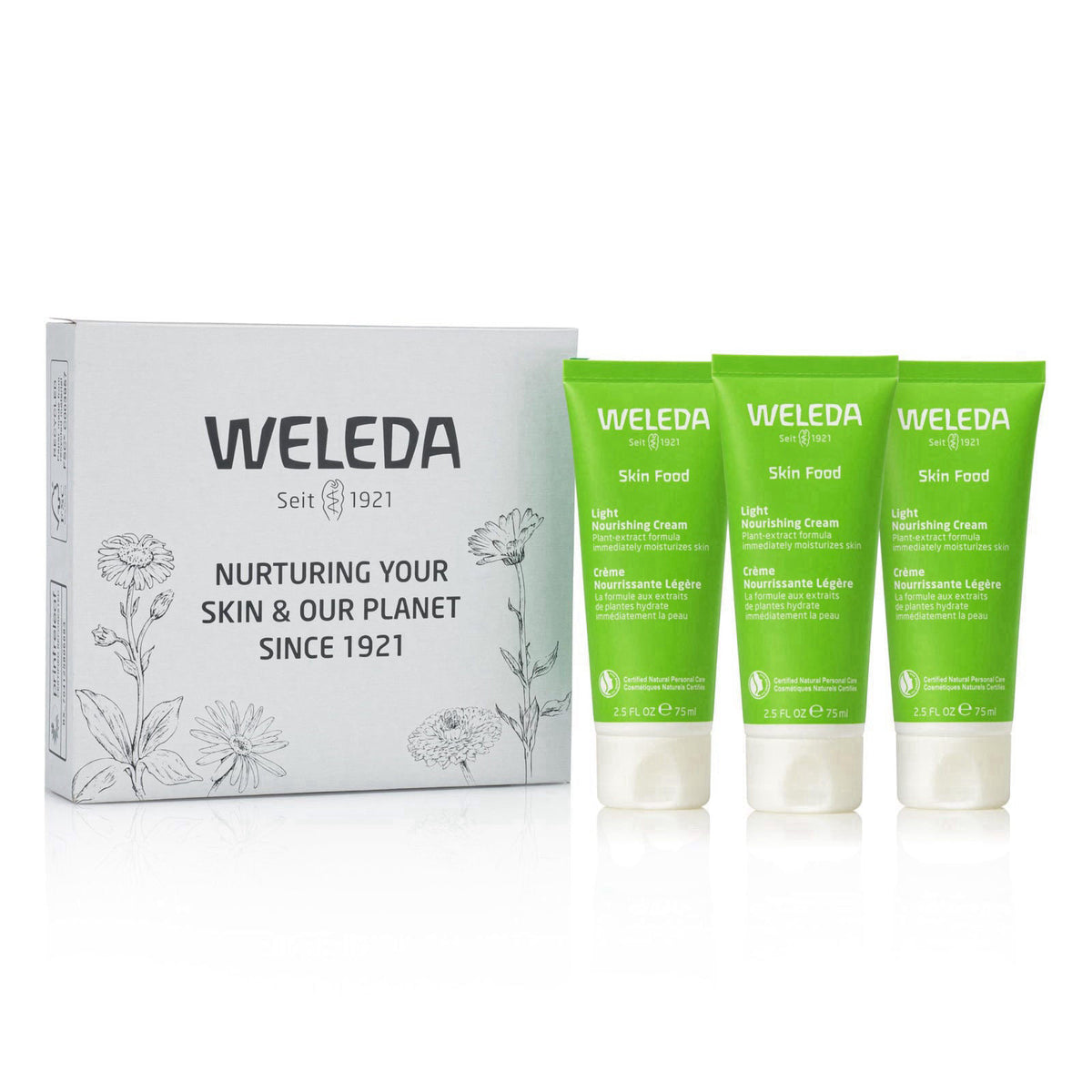 Weleda - Skin Food Light Moisturizing Cream 3-pack - Fast-Absorbing, Ultra-Hydrating Formula with Sunflower Oil and Pans