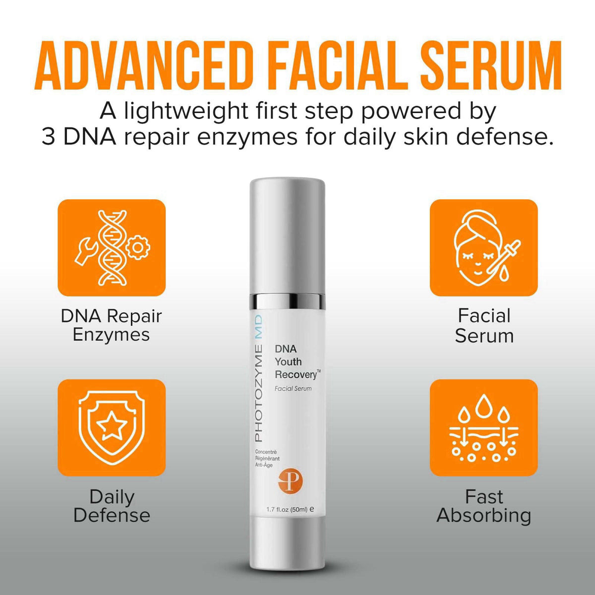 Photozyme DNA Youth Recovery Facial Serum | 1.7 Fl Oz – close-up detail