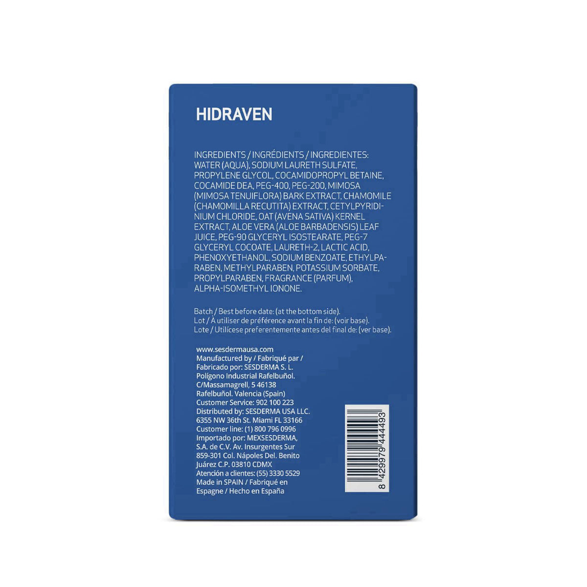 Sesderma HIDRAVEN Foamy Soap-Free Cream, Gentle Face Wash, 10.14 fl oz – packaging and label