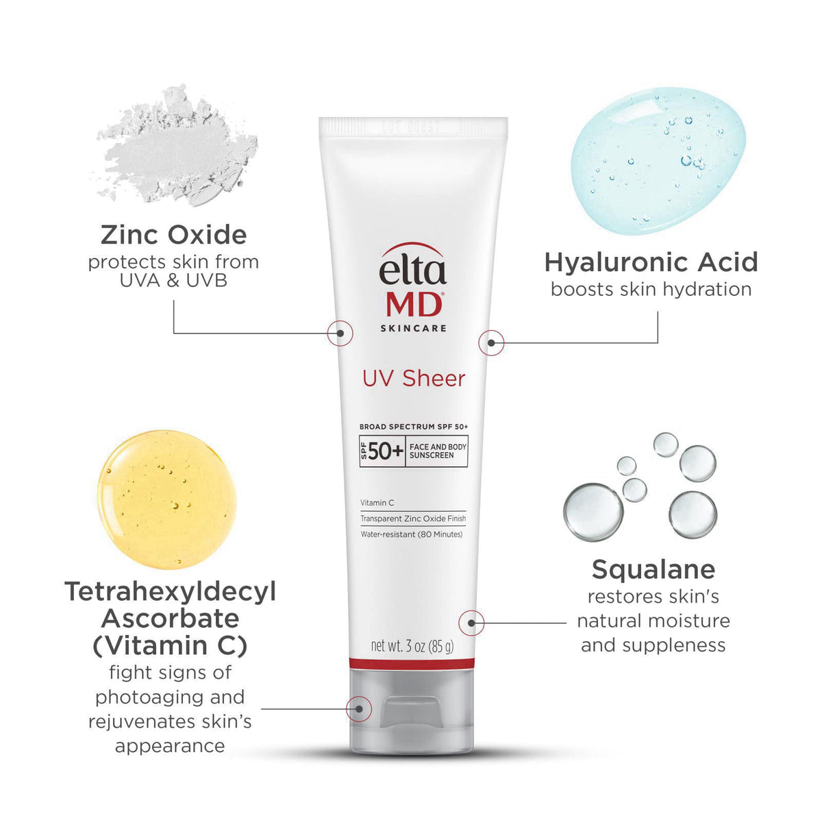 EltaMD UV Sheer Face and Body Sunscreen with Zinc Oxide, SPF 50+, 3 oz – alternate angle