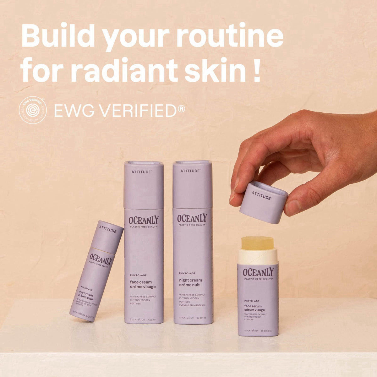 ATTITUDE Oceanly Face Cream Bar, EWG Verified, Plastic-free, Plant and Mineral-Based Ingredients, Vegan and Cruelty-free
