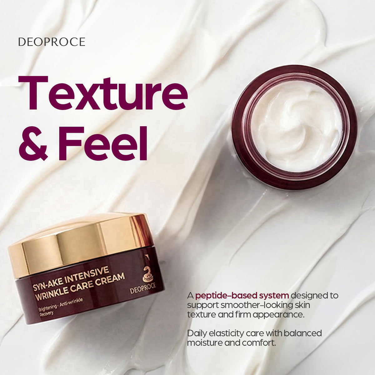 Deoproce SYN-AKE Intensive Wrinkle Care Cream 100g – Brightening & Smoothing Facial Moisturizer with Peptide, Niacinamid