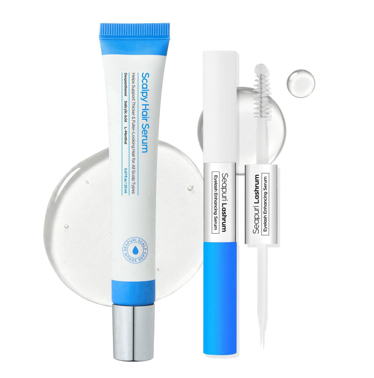 Seapuri Scalp & Lash Growth Care Bundle | Hair Thickening Serum for Thinning Hair & Eyelash Eyebrow Enhancer | [Biotin &