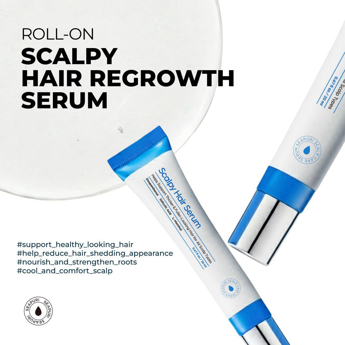 Seapuri Scalp & Lash Growth Care Bundle | Hair Thickening Serum for Thinning Hair & Eyelash Eyebrow Enhancer | [Biotin &