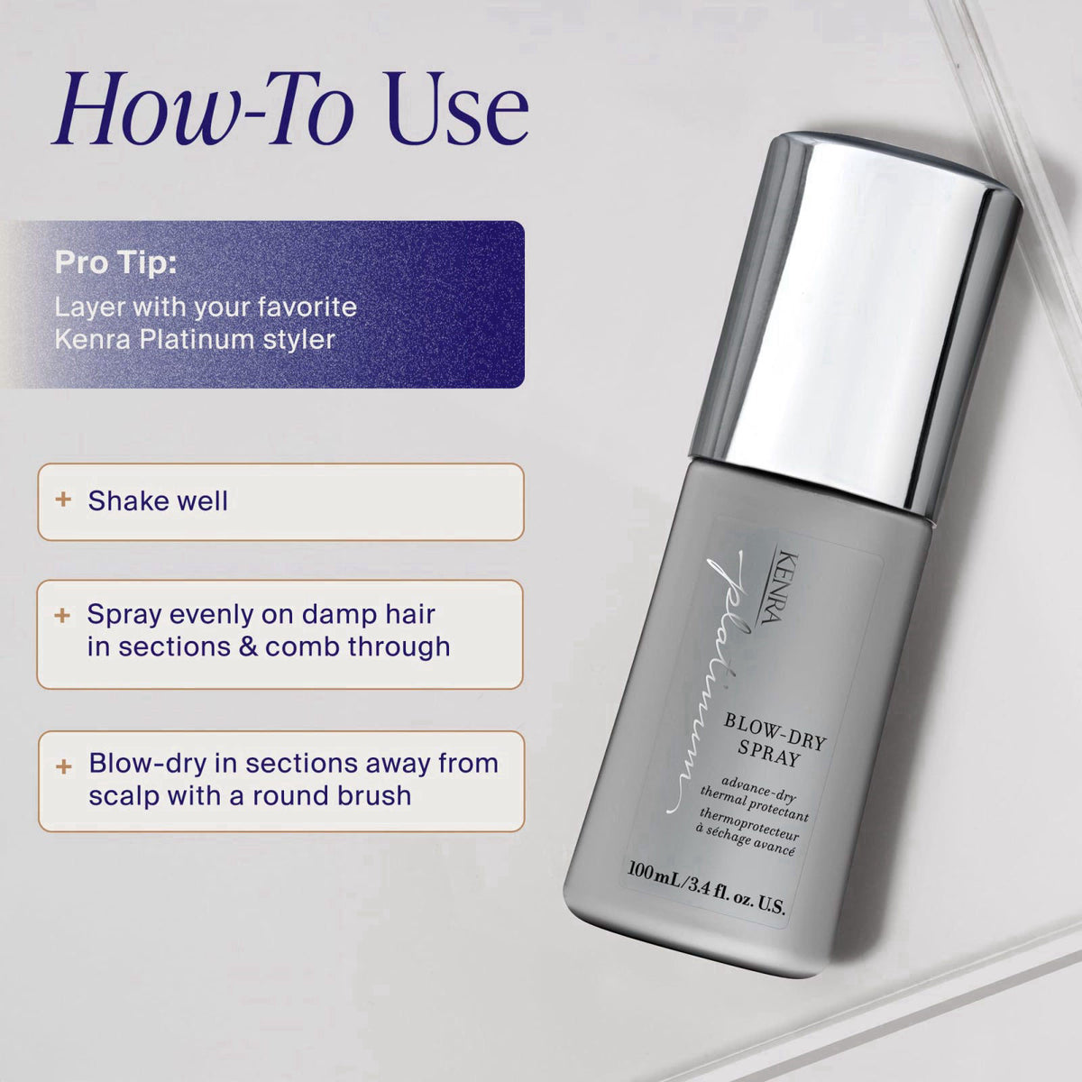 Kenra Platinum Blow-Dry Spray | Time-Saving Heat Protectant | Detangles, Smooths, and Softens | Eliminates Frizz & Resis