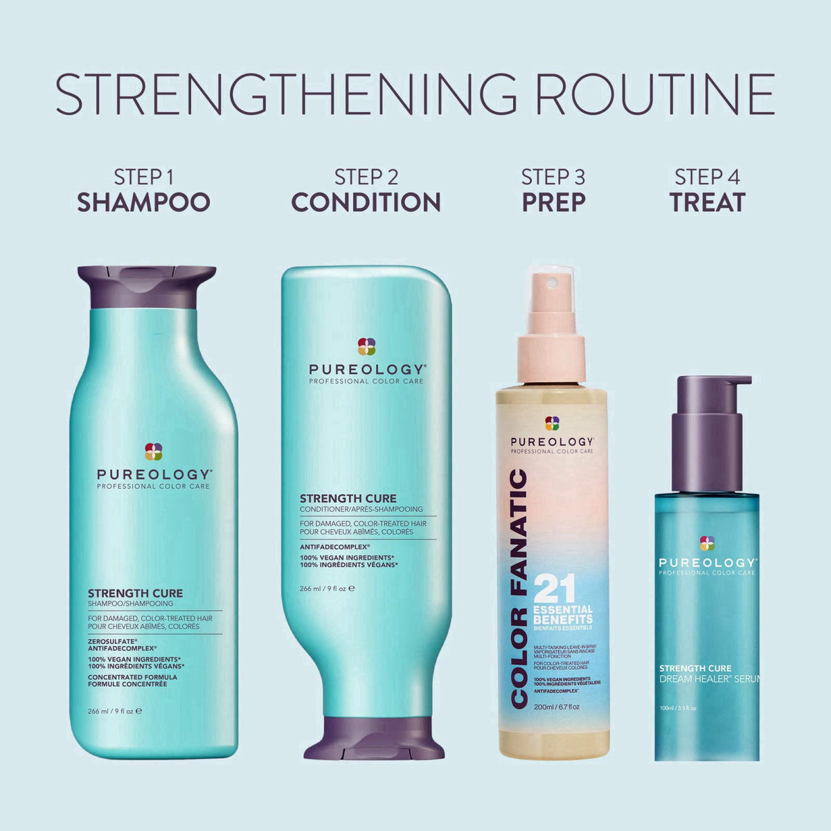 Pureology Strength Cure Shampoo – Repairs Hair & Seals Split Ends – Shampoos on display