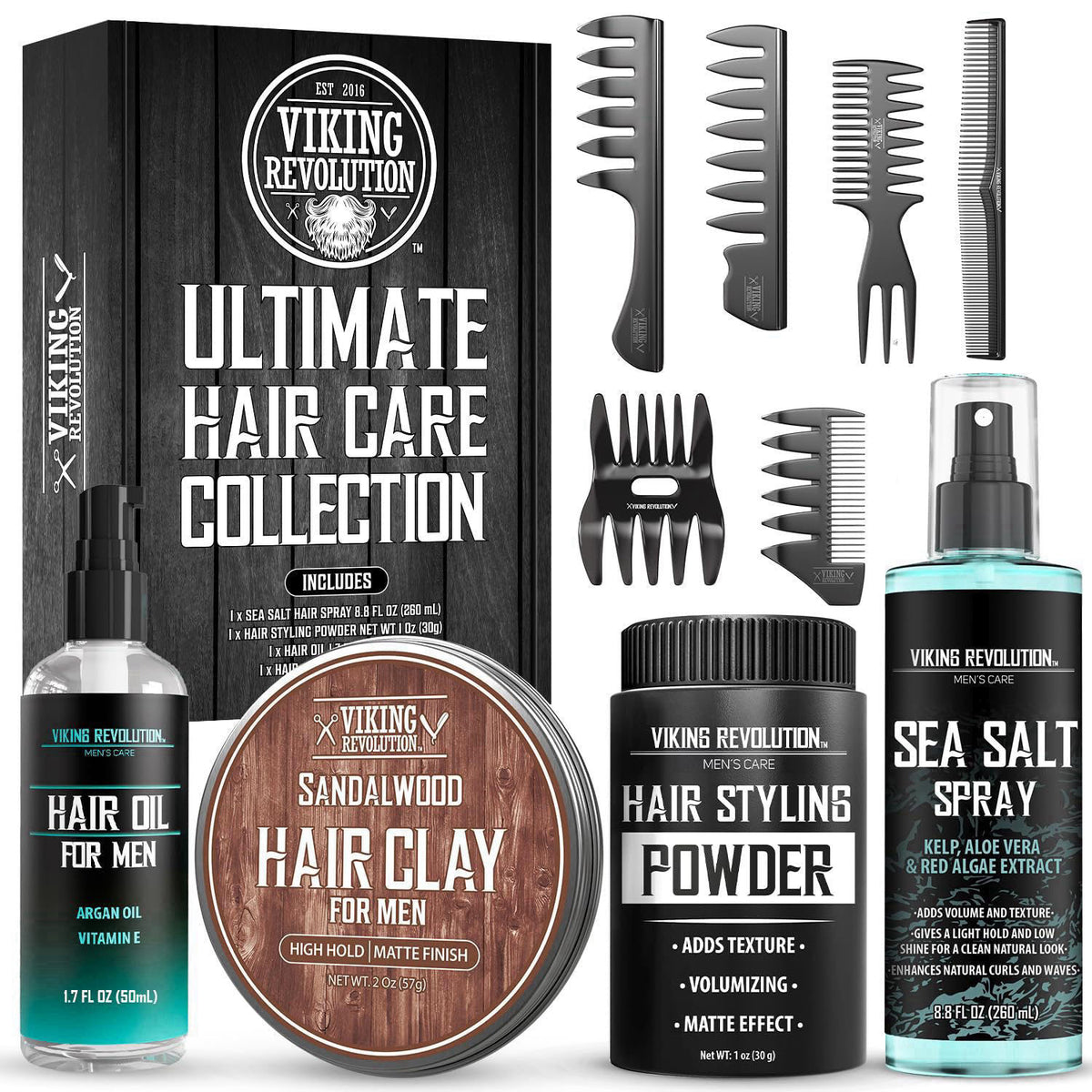 Viking Revolution Ultimate Hair Care Collection for Men - 10 Piece Kit – product photo (Salt Water Sprays)
