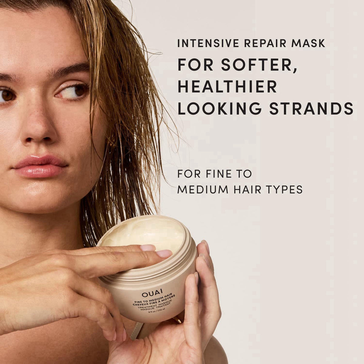 OUAI Lightweight Hydrating Hair Mask for Fine to Medium Hair, 8 oz – close-up detail