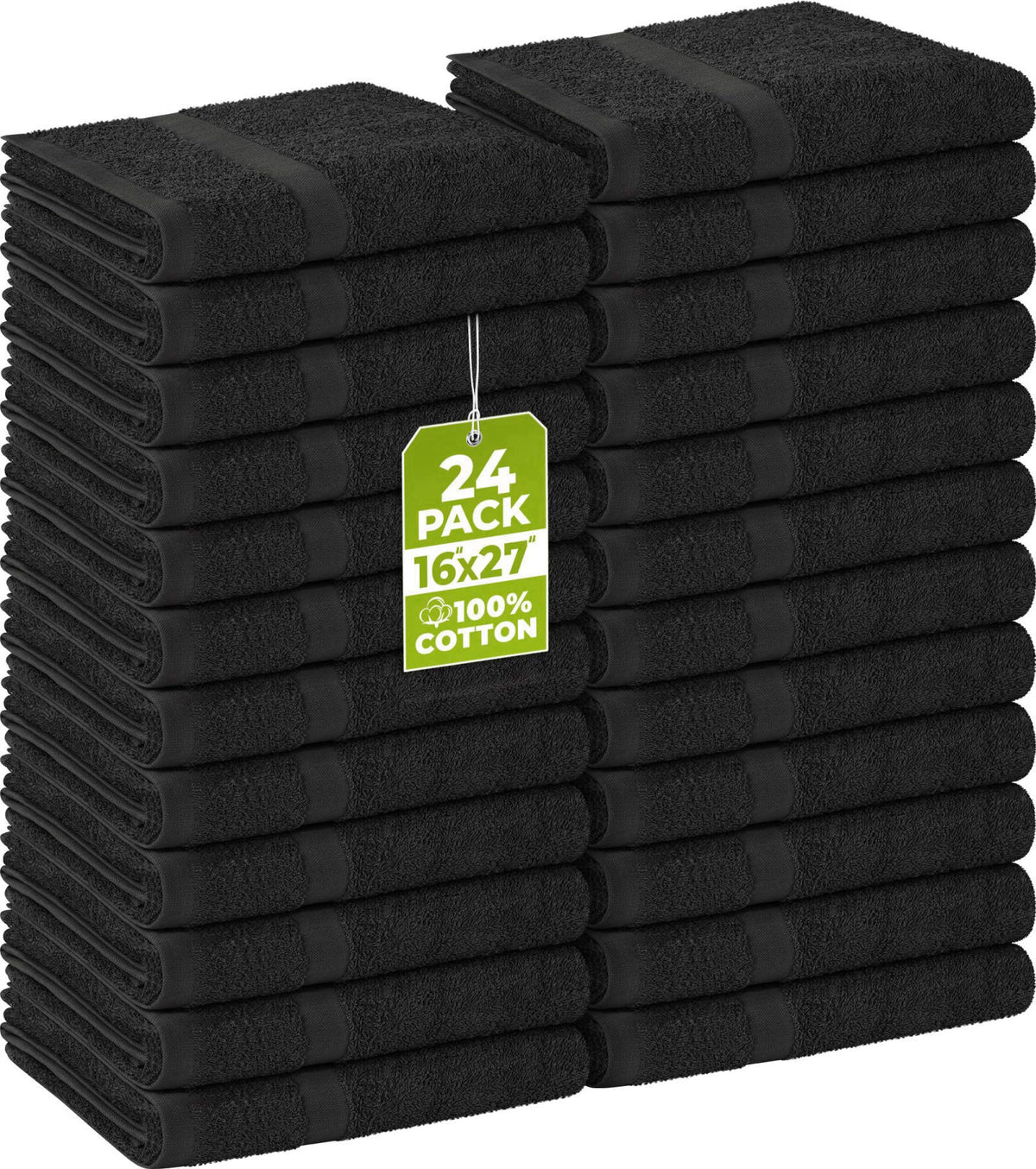 Utopia Towels Salon Towels, Pack of 24, 16x27 In, 100% Cotton, Black – product photo (Hair Drying Towels)