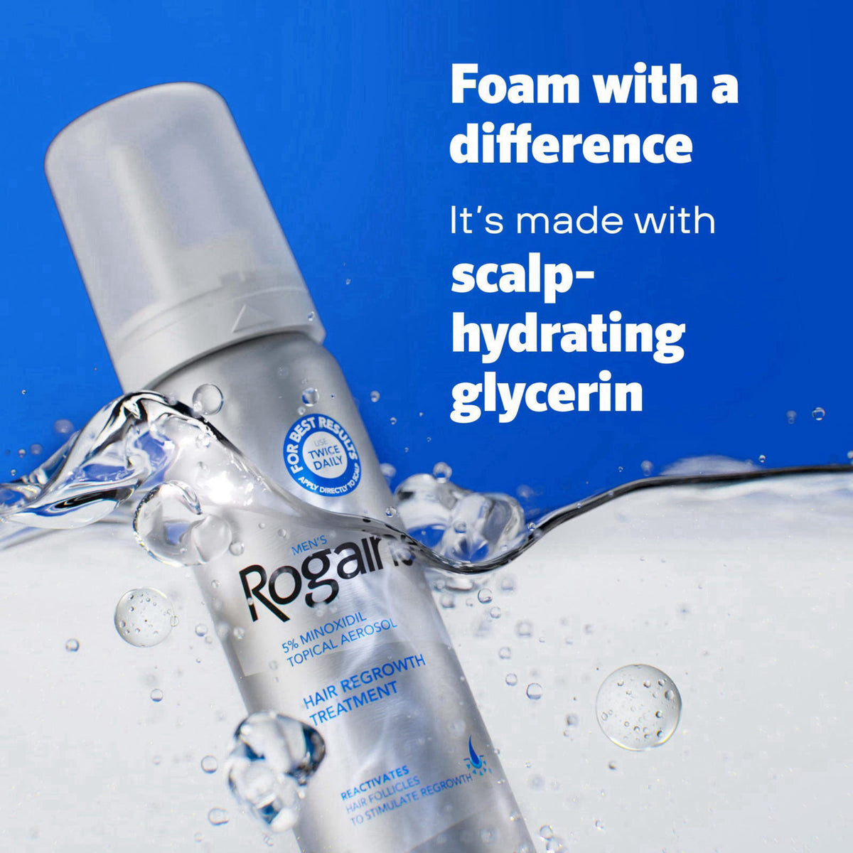 Men's Rogaine 5% Minoxidil Topical Foam, Unscented, 3 x 2.11 oz – close-up detail