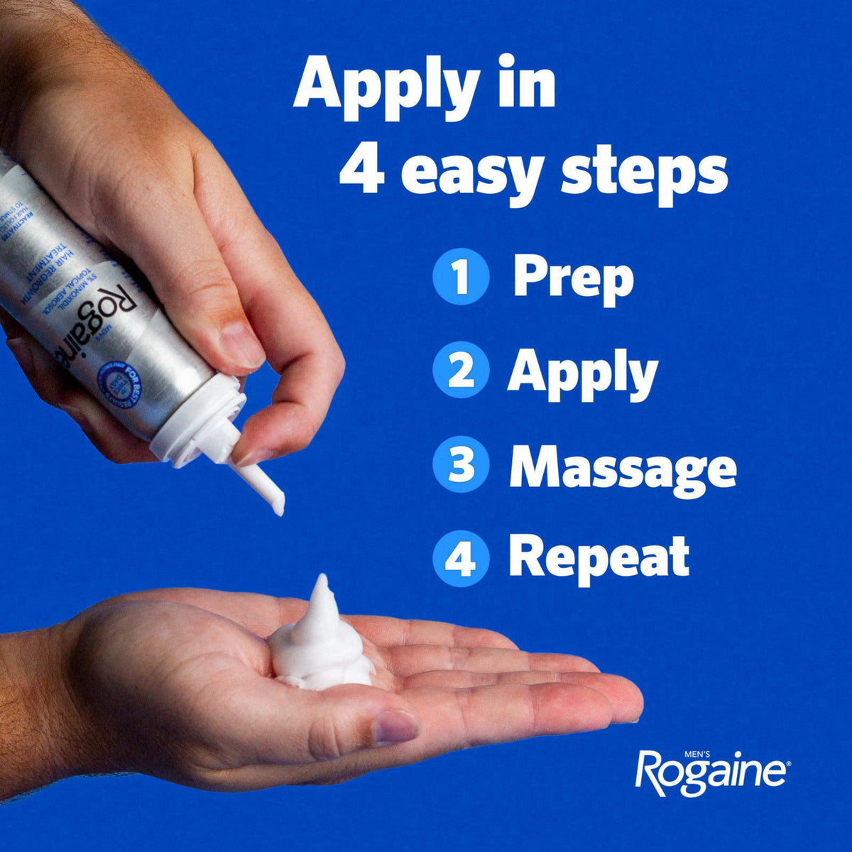 Men's Rogaine 5% Minoxidil Topical Foam, Unscented, 3 x 2.11 oz – alternate angle