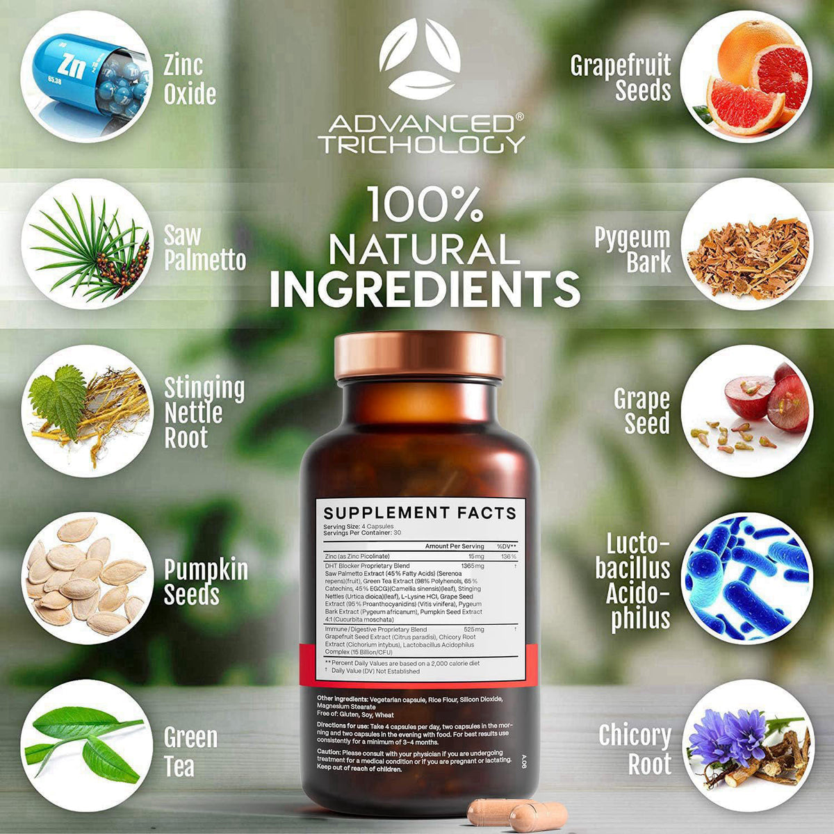 Advanced Trichology DHT Blocker - Hair Growth Supplement for Genetic Thinning for Men and Women | Guaranteed, Backed by 