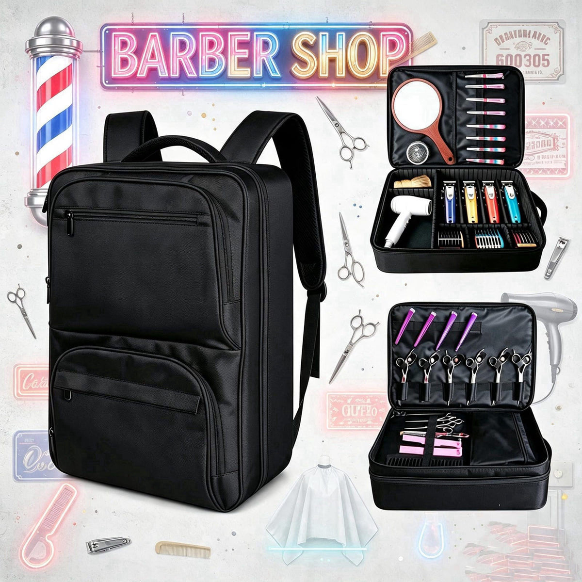 TrimTrunnk Professional Barber Supplies Backpack – packaging and label