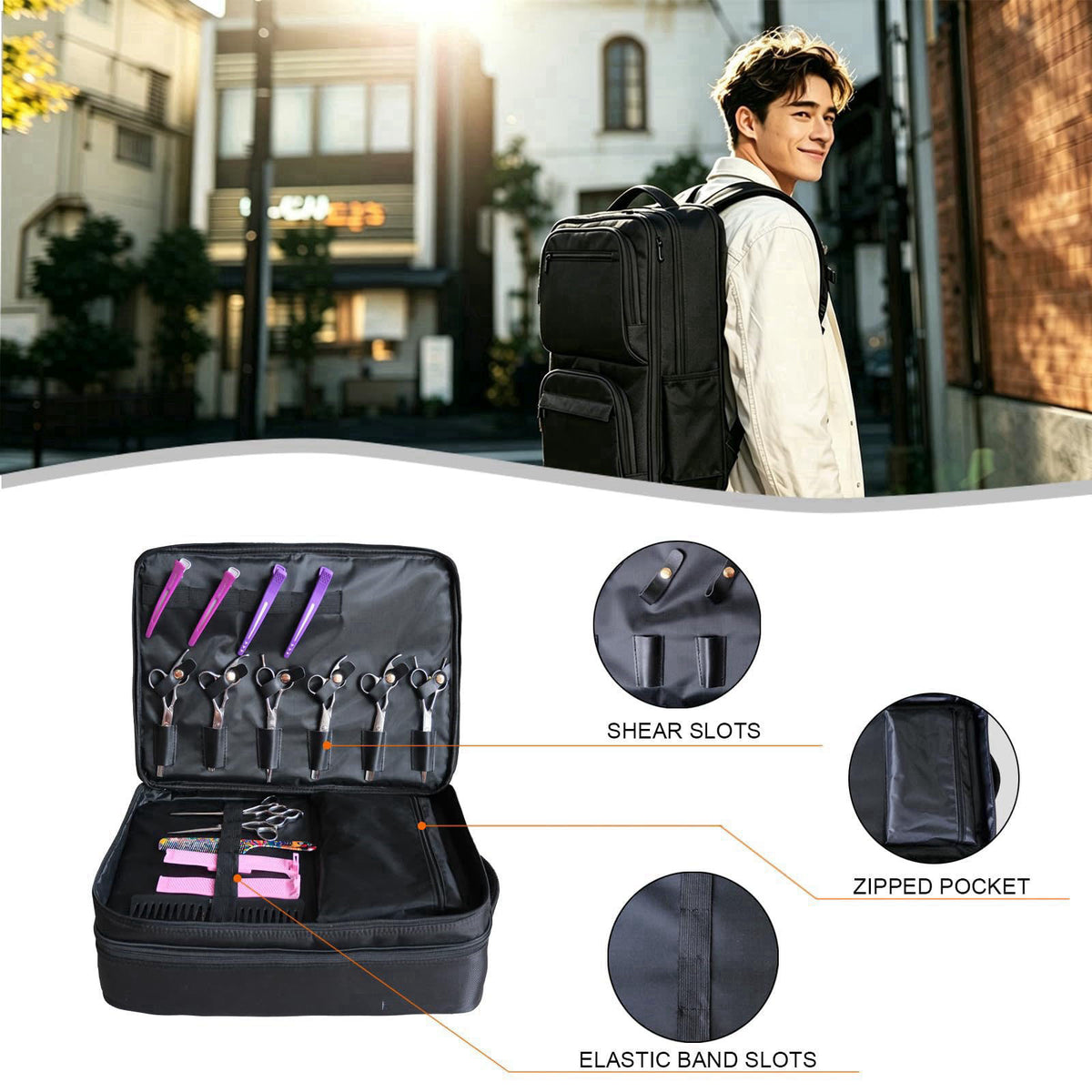 TrimTrunnk Professional Barber Supplies Backpack – full view