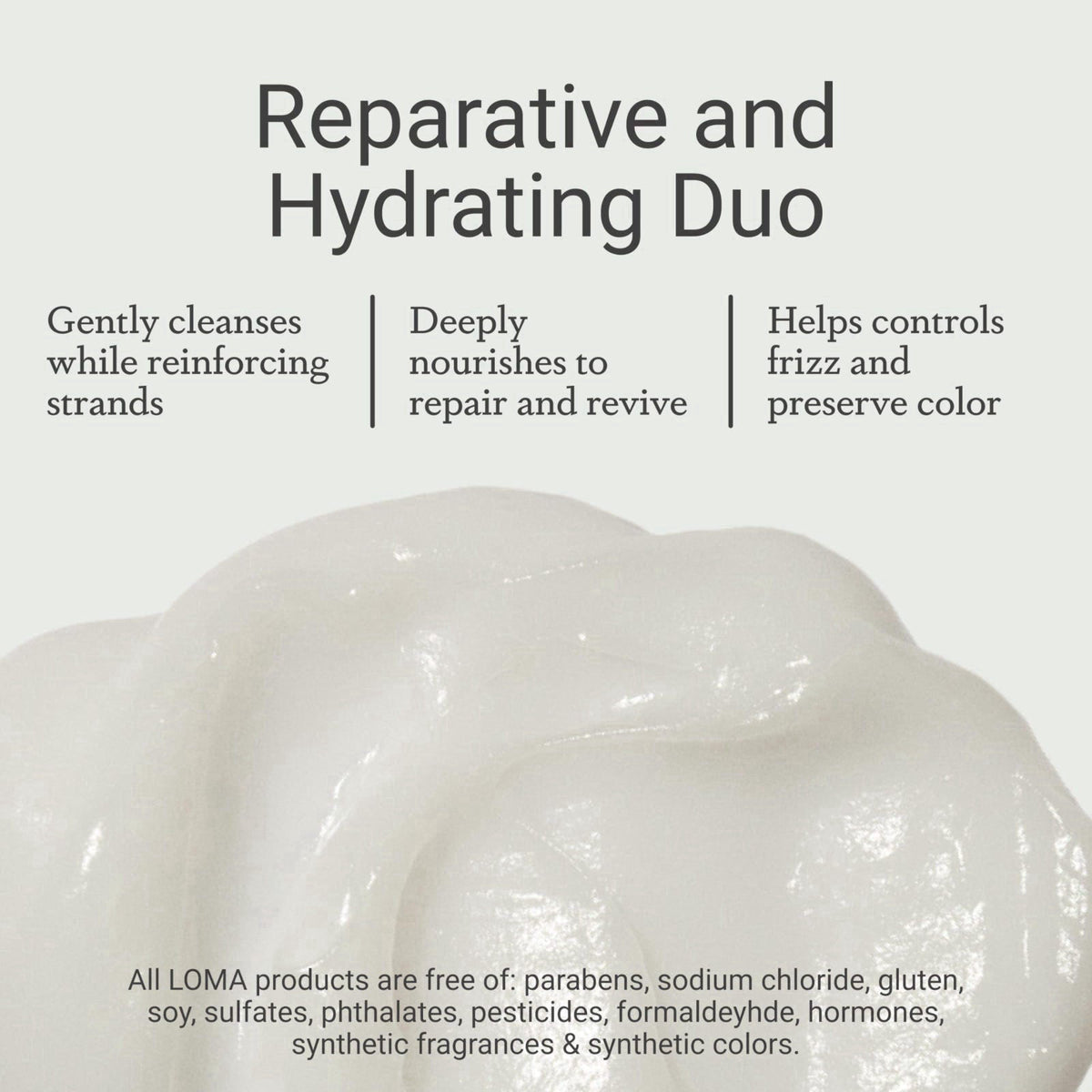 Loma Hair Care Nourishing Shampoo & Conditioner Duo – back view and specifications