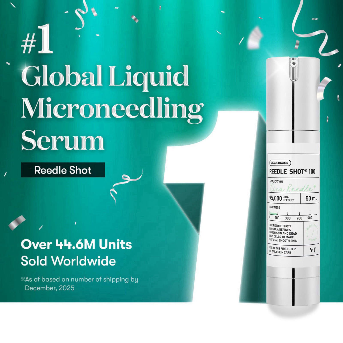 VT COSMETICS CICA Reedle Shot 300, Advanced Night Exosome, Microneedling Serum, Centella Asiatica, Hyaluronic Acid, Prop