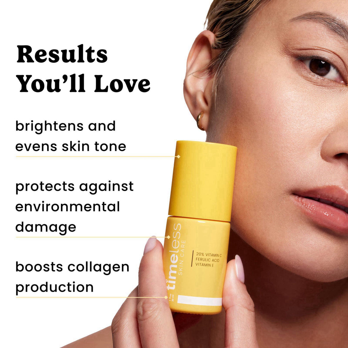 Timeless Skin Care Timeless 20% Vitamin C + E Ferulic Acid Serum, Antioxidant, 1.7 fl oz – back view and specifications