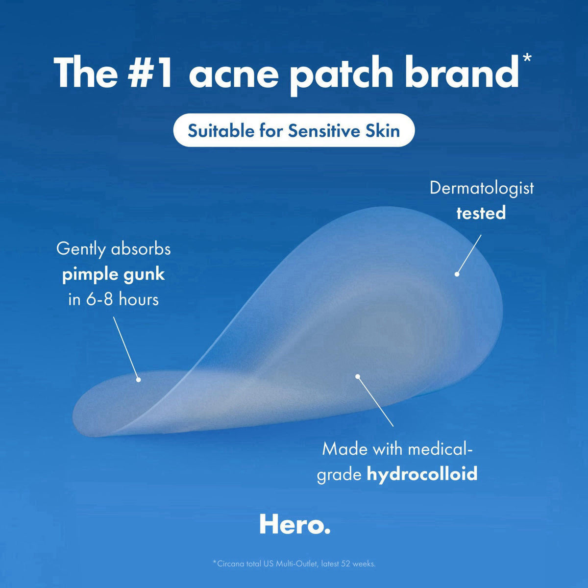 Hero Cosmetics Mighty Patch Invisible+ Daytime Acne Pimple Patch, 72 Ct – back view and specifications