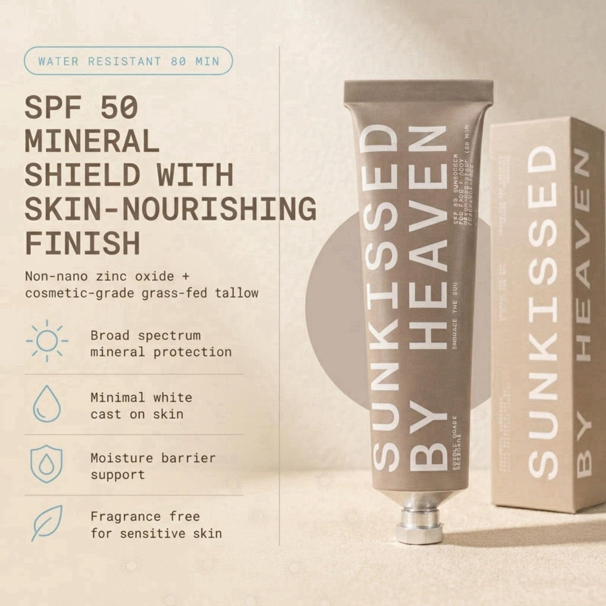 Sunkissed By Heaven Jay Alvarrez Grass-Fed Beef Tallow Sunscreen SPF 50 – Unscented, 3 oz – close-up detail