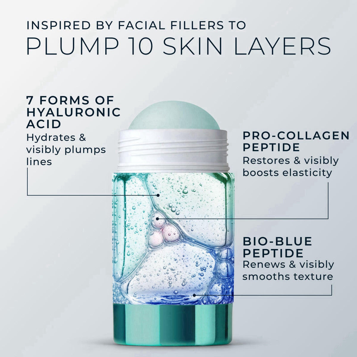 RoC Hydration+ Replumping Serum Stick, Hyaluronic Acid & Peptides, 0.7 oz – back view and specifications