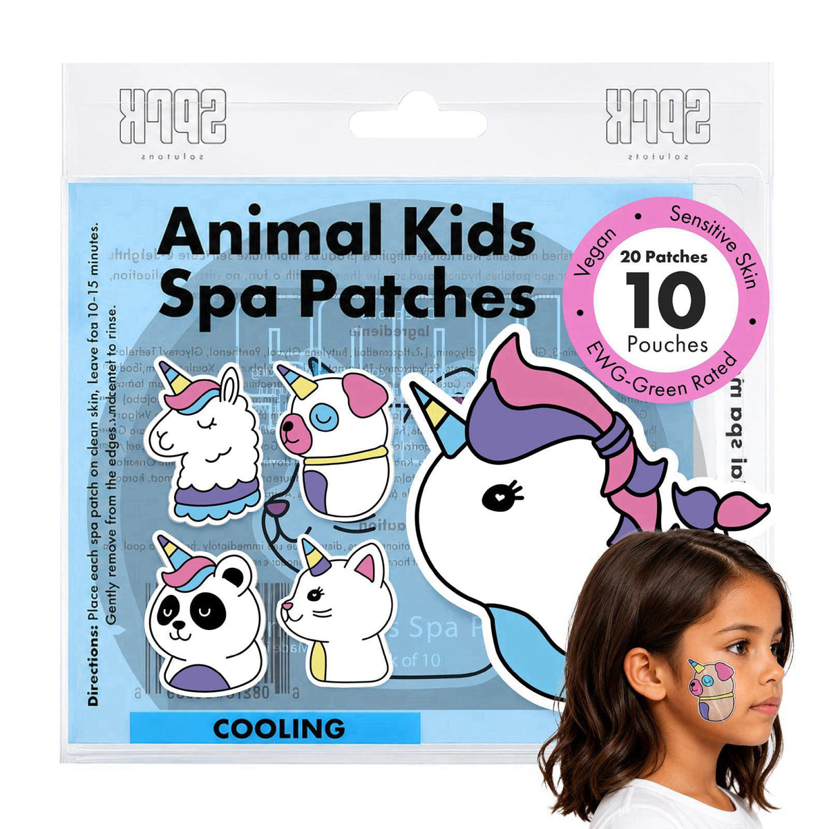 Sprk Naturals Unicorn Kids Face Masks Skincare Set (10pk), Organic Vegan & Kid Safe Skin Care Ages 4+, Cute Animal Sheet