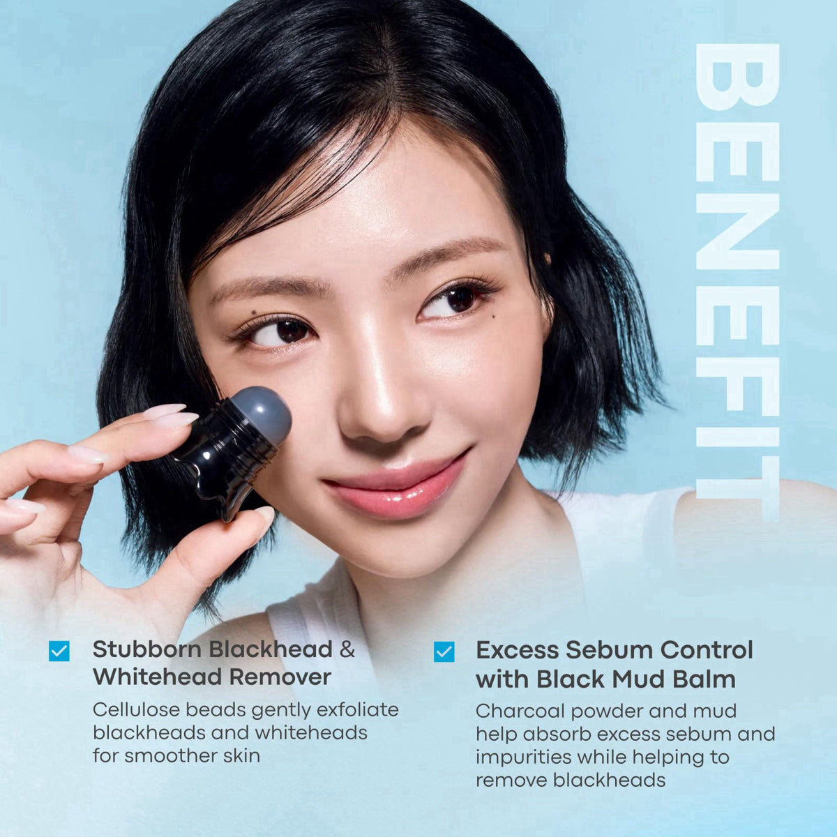 TONYMOLY Tako Pore Scrub Stick Duo, Deep Pore Charcoal Blackhead Exfoliator – back view and specifications