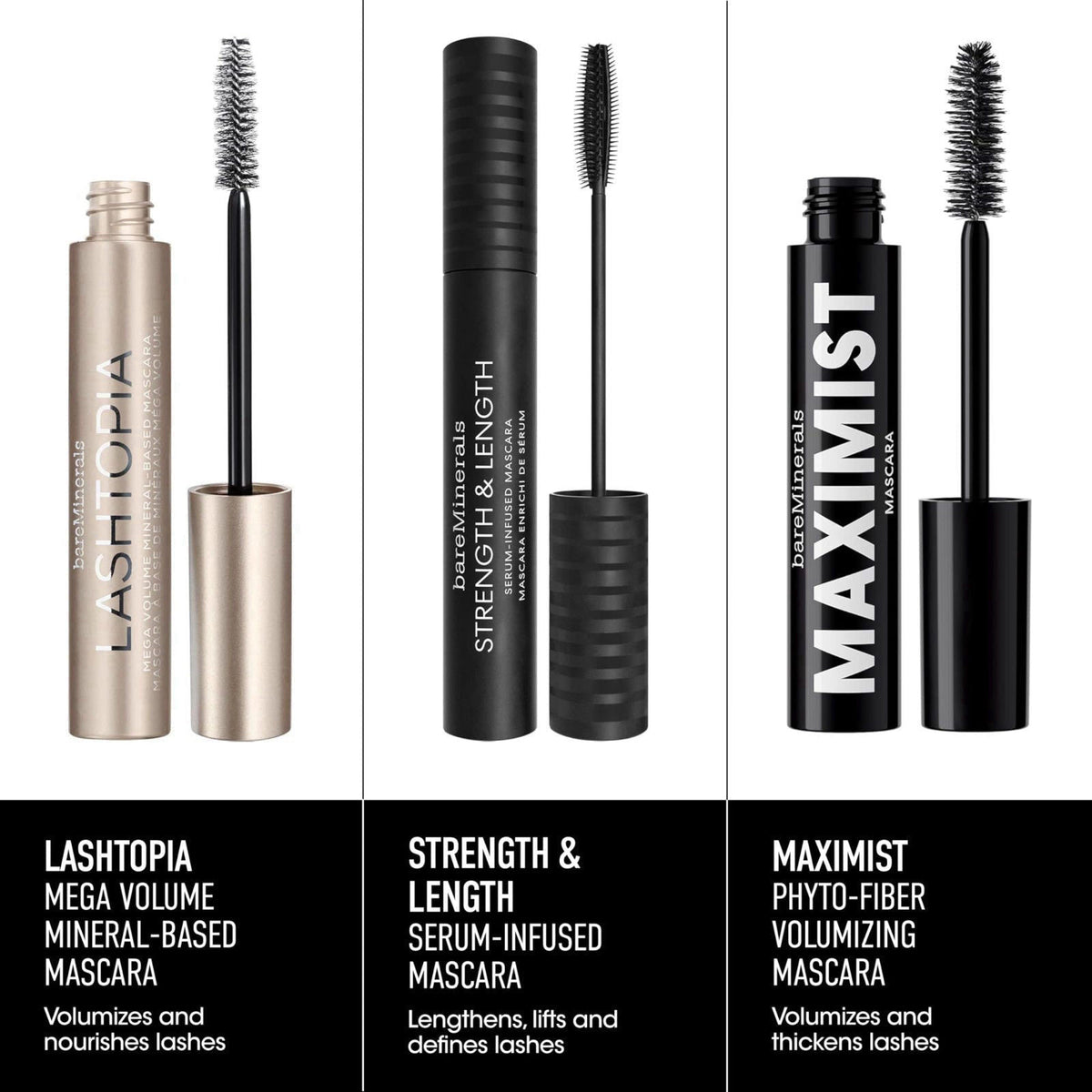 bareMinerals Lashtopia Mega Volume Mascara, Ultimate Black, 0.4 oz – alternate angle