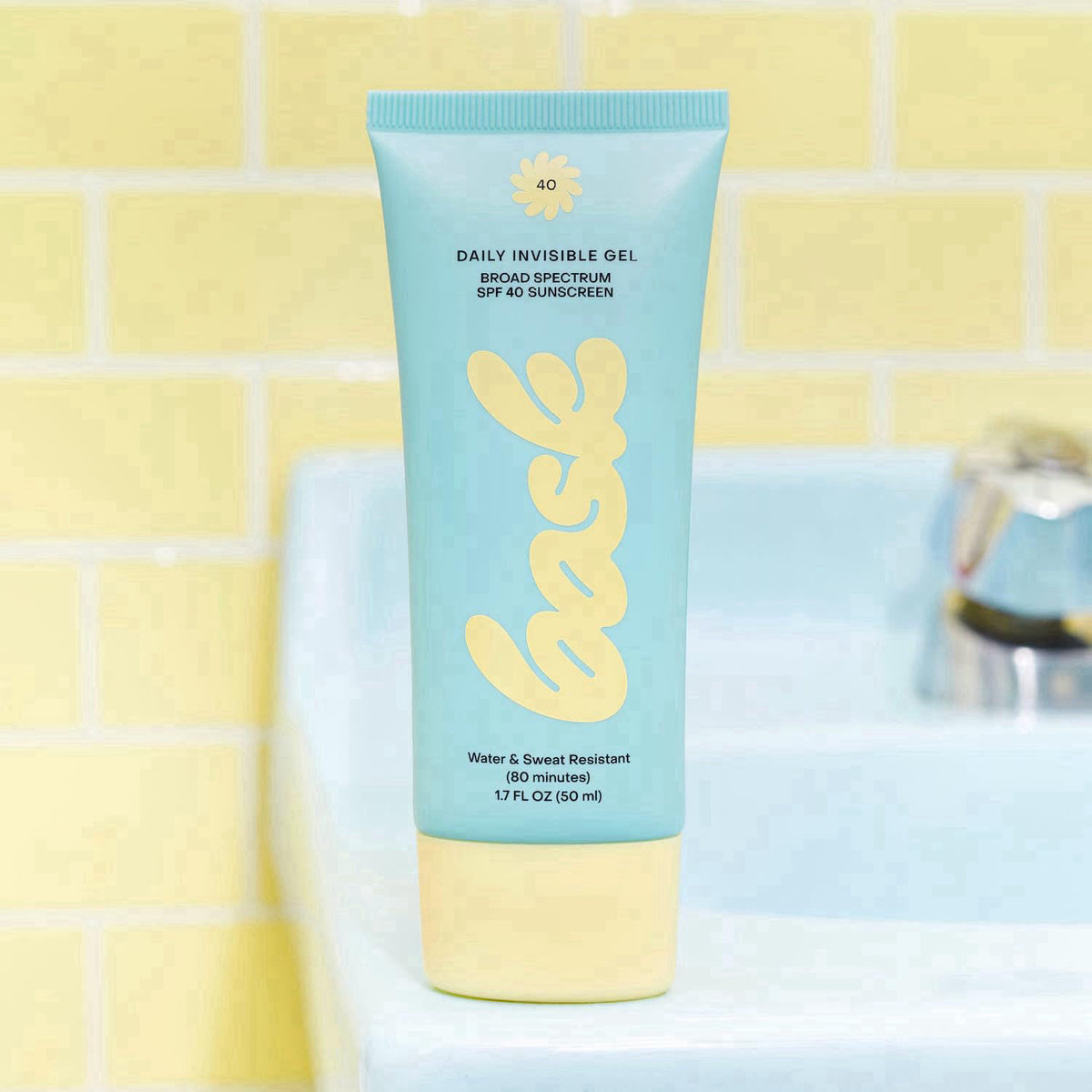 Bask SPF 40 Daily Invisible Gel Face Sunscreen - Broad Spectrum Protection, Fragrance Free, Makeup Primer, Hydrating, Cl