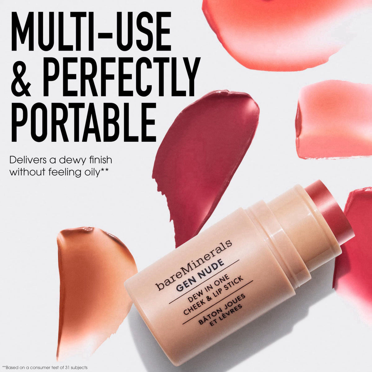 bareMinerals Gen Nude Dew in One Cheek & Lip Stick, 4.5g – Blush on display