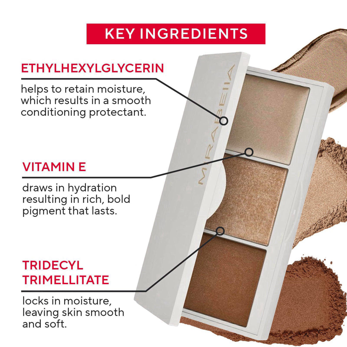 MIRABELLA - Megastar Pro Face Trio Powder Contour Palette with Bronzer, Cream Highlighter & Contour Powder, Lightweight 