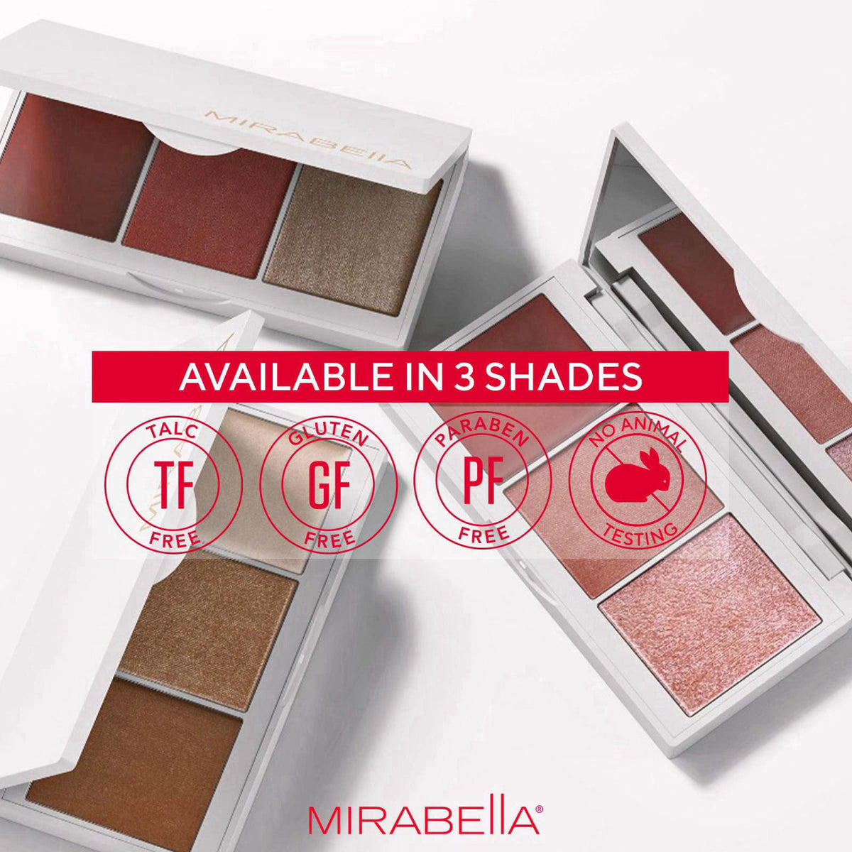 MIRABELLA - Megastar Pro Face Trio Powder Contour Palette with Bronzer, Cream Highlighter & Contour Powder, Lightweight 