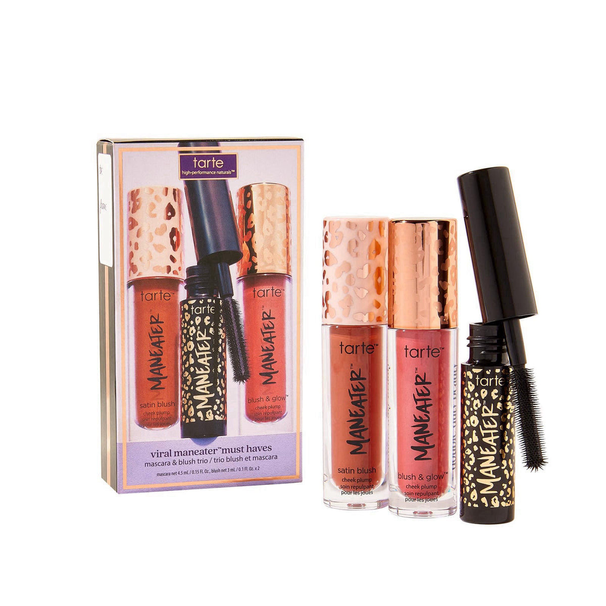 tarte viral maneater must haves mascara & blush trio – Extreme Curl, Volume & Length, Longwear, Cruelty-Free travel size
