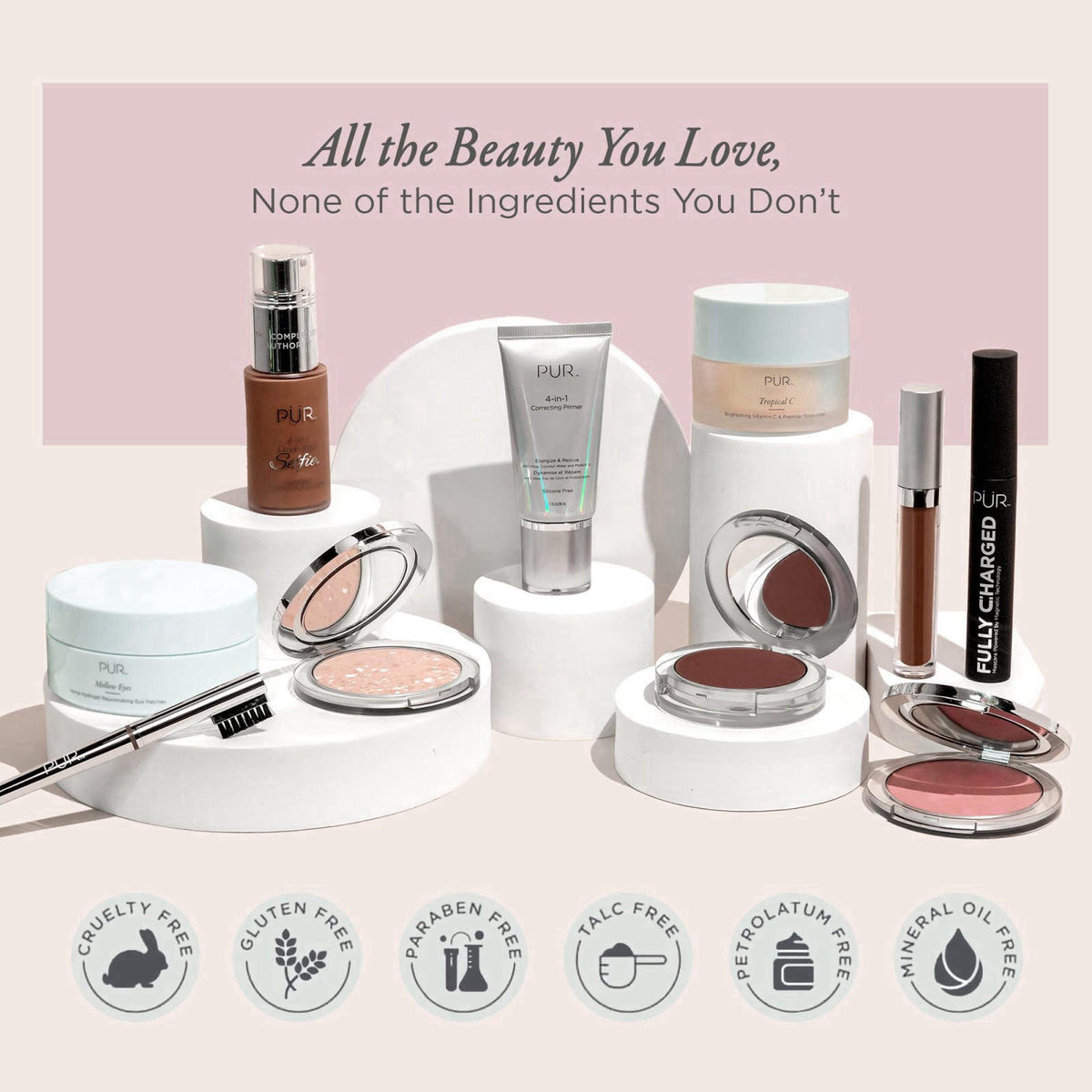 PÜR MINERALS Silky Tint Creamy Multitasking Makeup Stick with Peptides - Lip and Cheek Stick with Natural, Healthy-Looki
