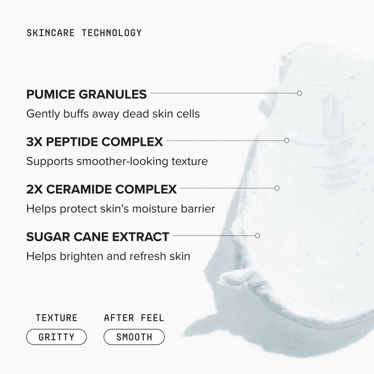 DRMTLGY Microdermabrasion Scrub | Gentle Facial Exfoliating Scrub – packaging and label
