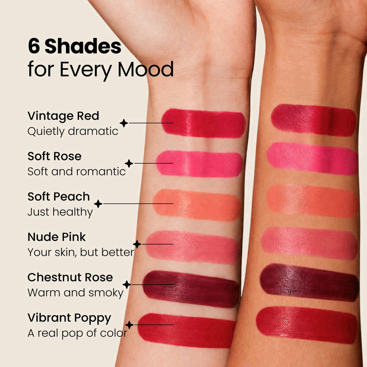 Hush Glow HushGlow® Cream Blush, Buildable Blush Stick, Vibrant Poppy – close-up detail in Vibrant Poppy